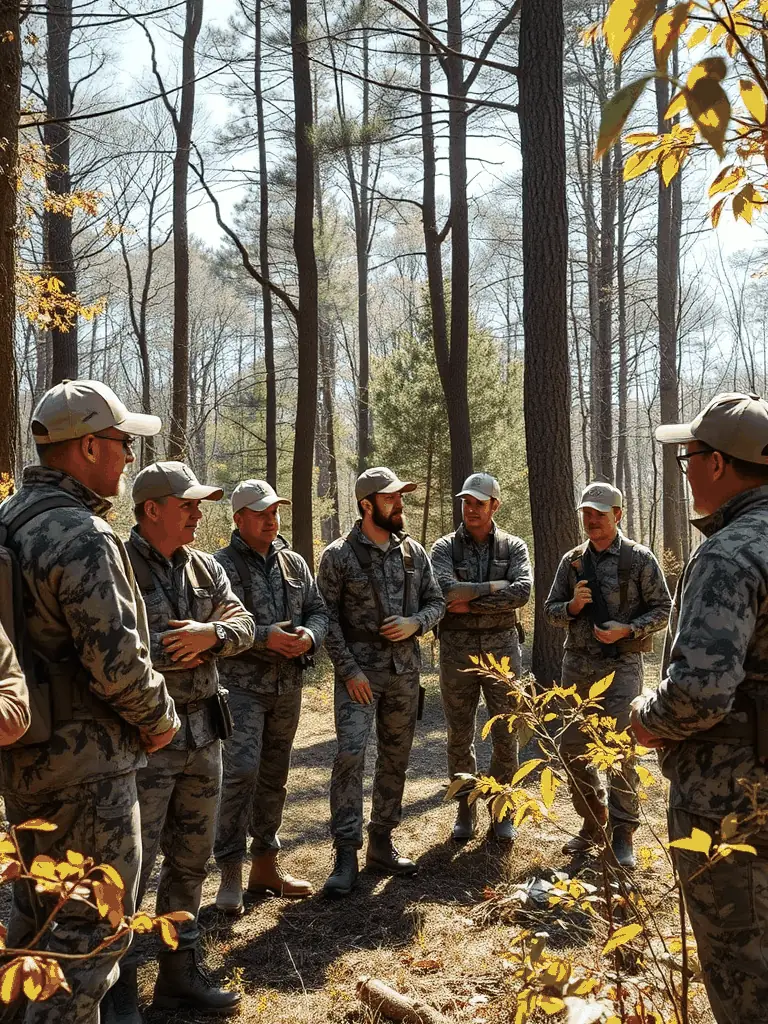 A picture of SOCIETE DE CHASSE DU SUD DE BRIVE members conducting an educational workshop on responsible hunting practices for young hunters, emphasizing ethical and sustainable approaches.